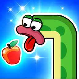The worm is eating an apple in the game